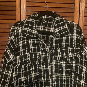 Aqua oversized plaid button down